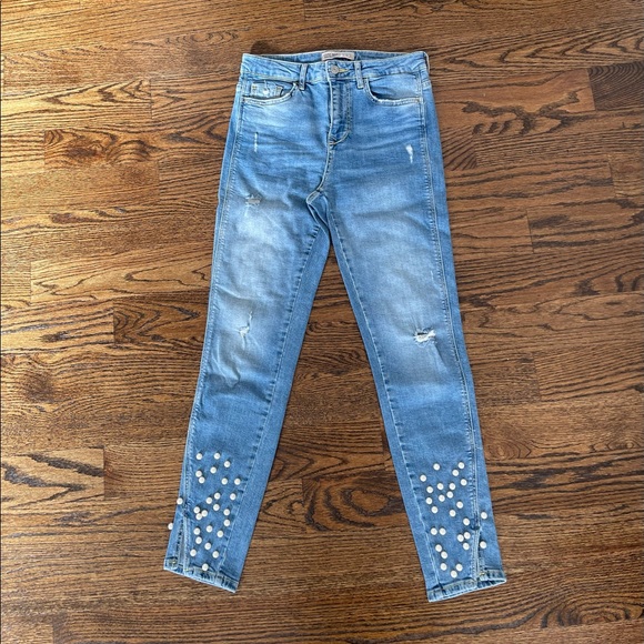 Zara pearl jeans Perfect like new Size 4 Beautiful! - Picture 7 of 10